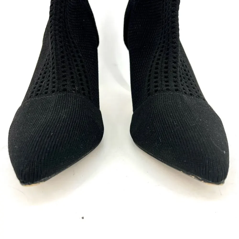 Catherine Malandrino Dnonito Black Knit Ankle Heeled Bootie‎ pointed toe (8.5)